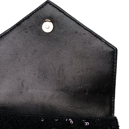 Saint Laurent Sequin Monogram Double Flap Bag Black 8 of 8