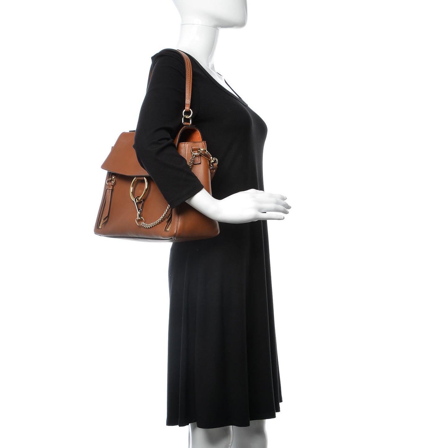 Calfskin Medium Faye Day Shoulder Bag Tan