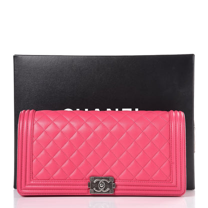 Chanel Lambskin Quilted Boy Flap Clutch Fuchsia 8 of 8