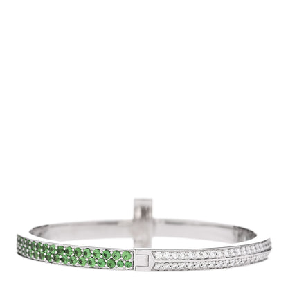 Tiffany X ARSHAM 18K White Gold Diamond Tsavorite Wide T T1 Hinged Bangle Bracelet 2 of 4