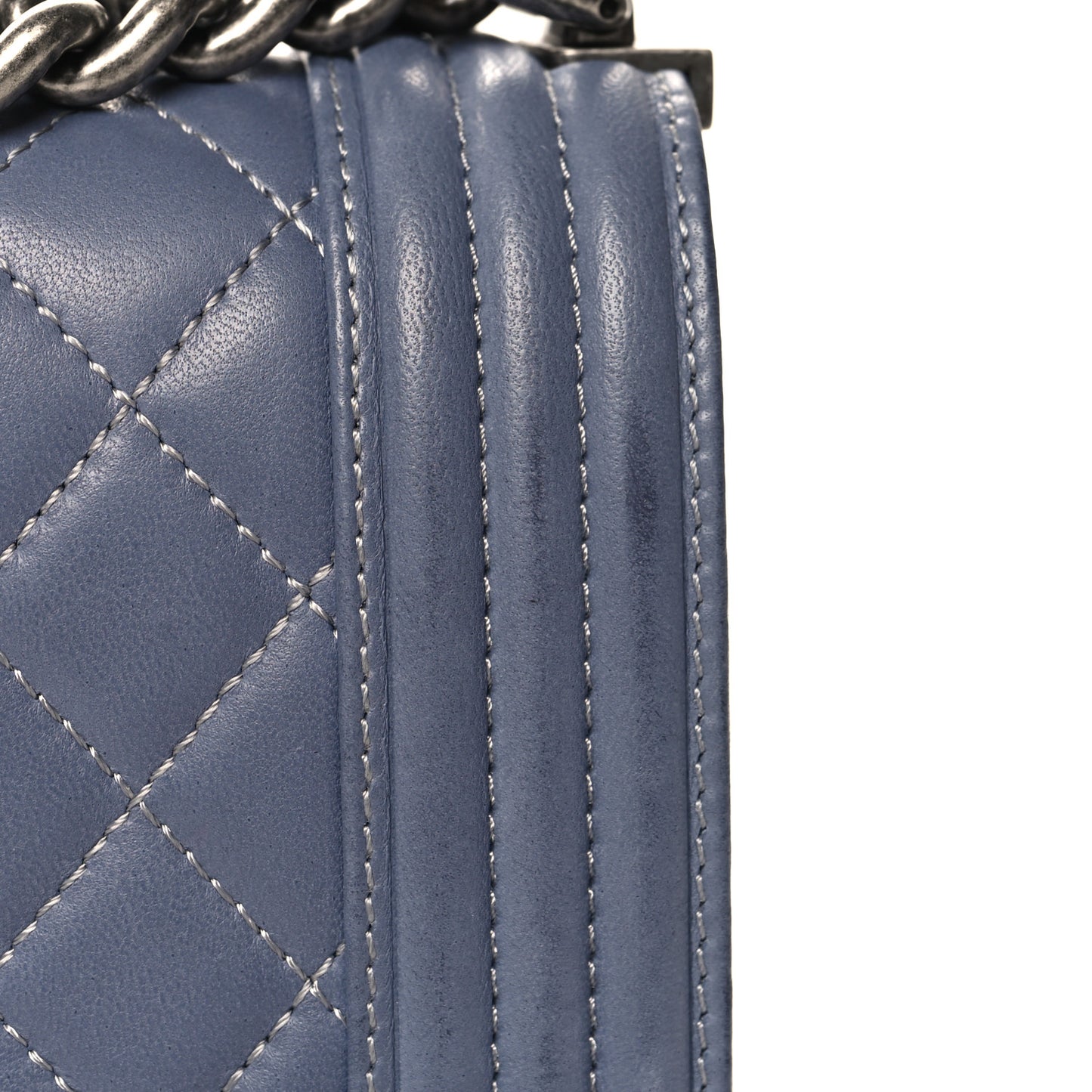 Lambskin Quilted Small Boy Flap Light Blue