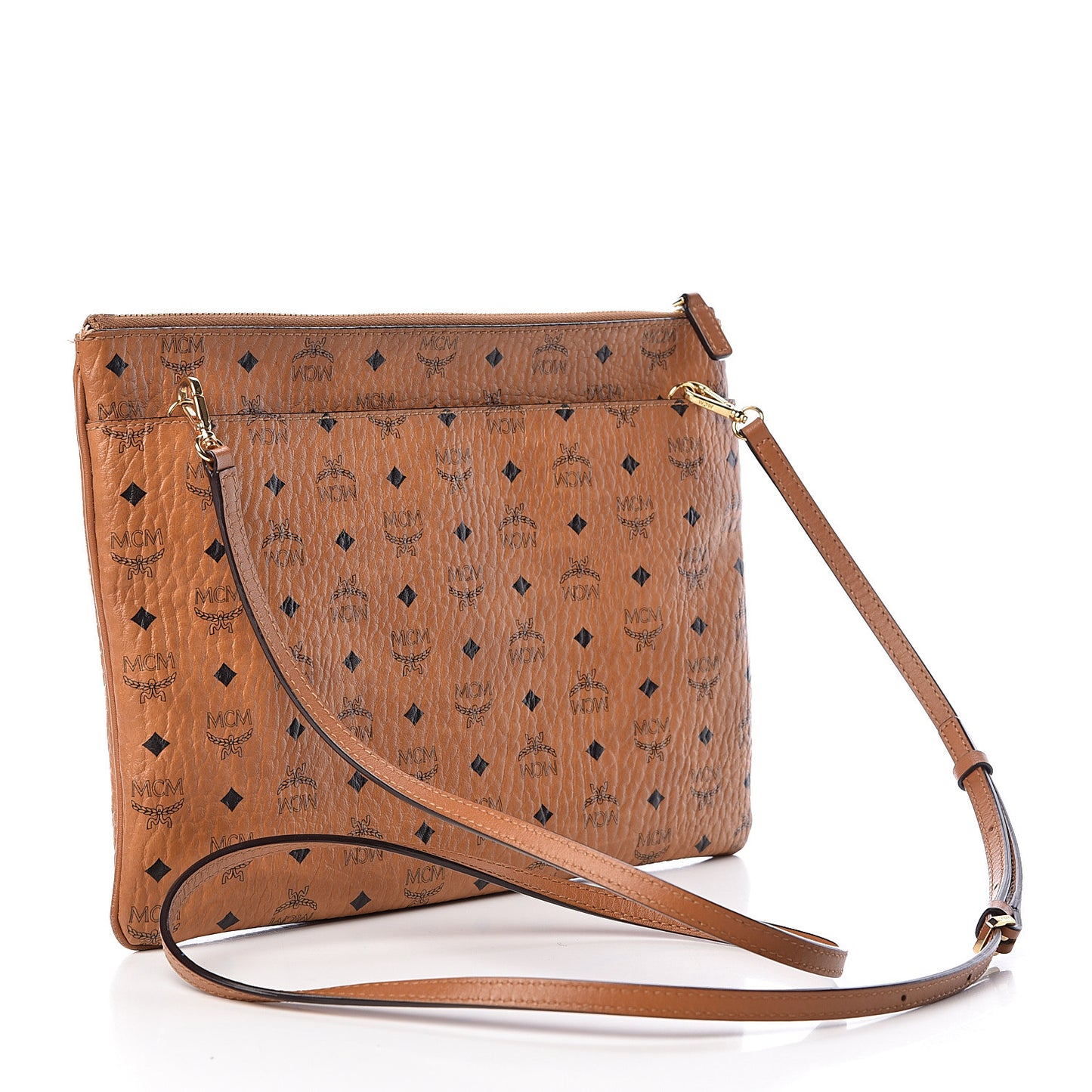 Visetos Medium Crossbody Pouch Cognac