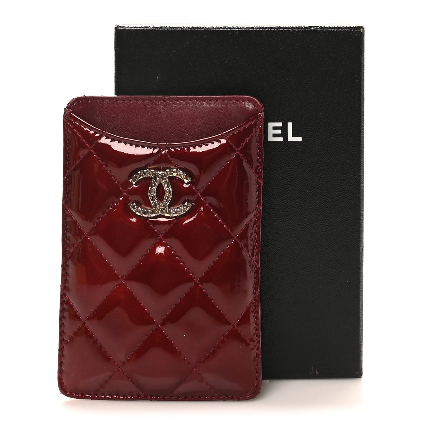 Patent Quilted Brilliant Vertical Card Holder Light Burgundy