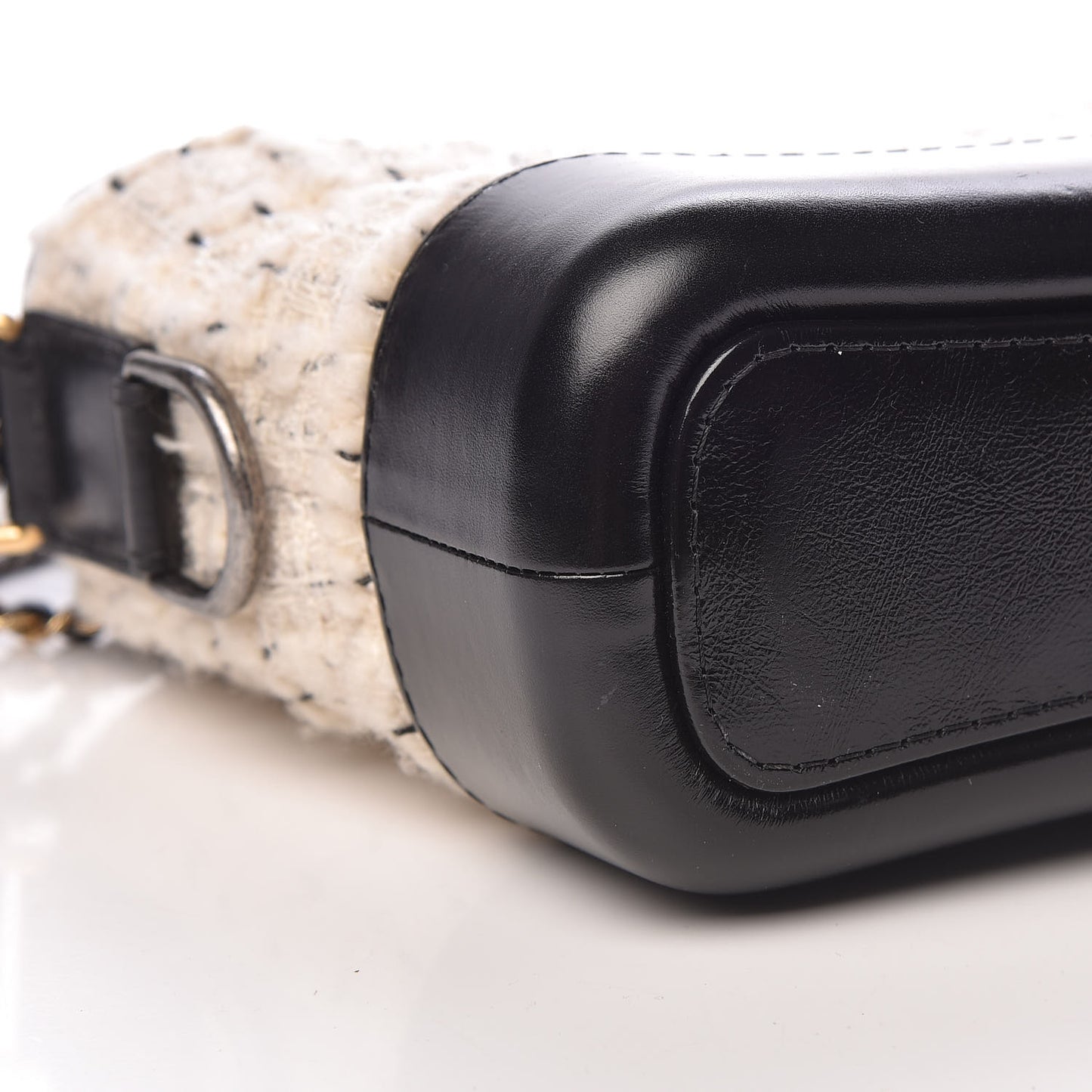 Tweed Calfskin Quilted Small Gabrielle Hobo Ivory Black