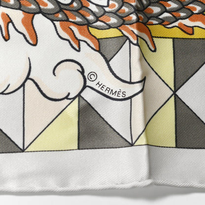 Hermes Silk Vintage L Epopee D Hermes Detail Scarf 70 Gris Jaune Rose 2 of 5