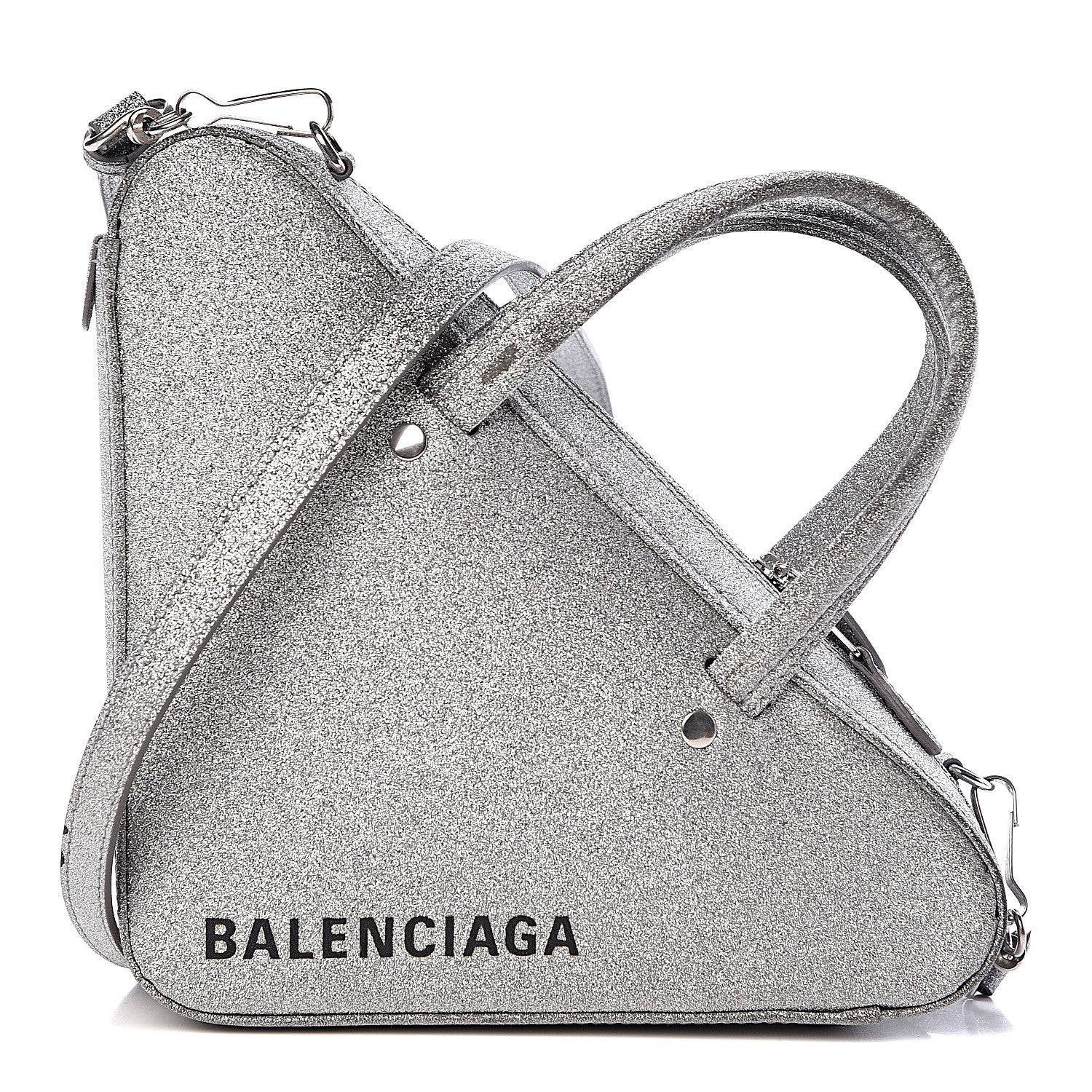 Balenciaga Glitter XS Triangle Duffle Argent Black 2 of 9