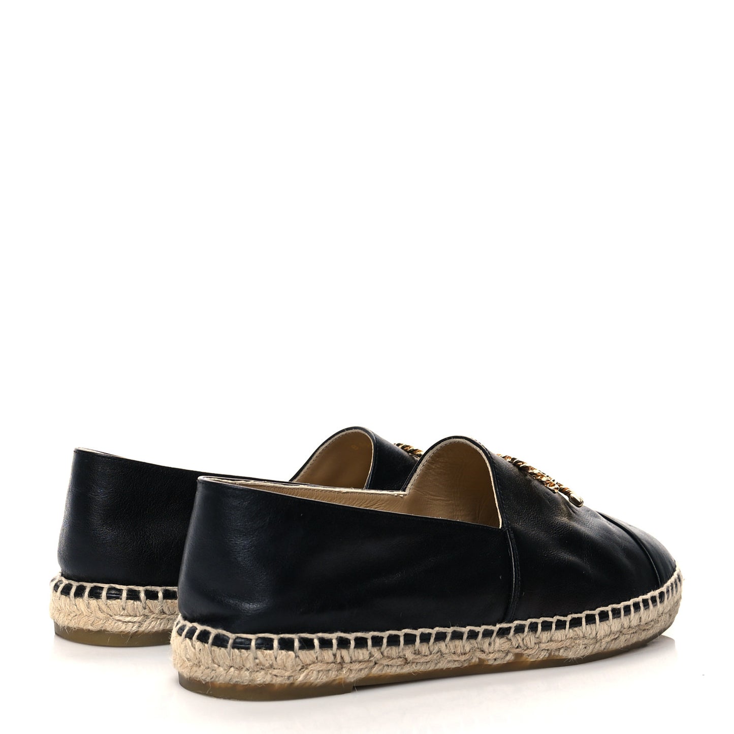 Calfskin Chain CC Espadrilles 40 Black