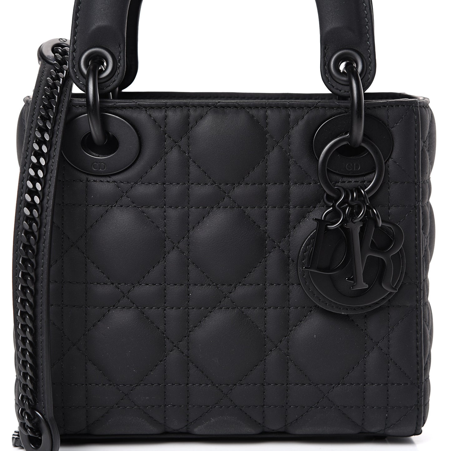 Ultra Matte Calfskin Cannage Mini Lady Dior Black