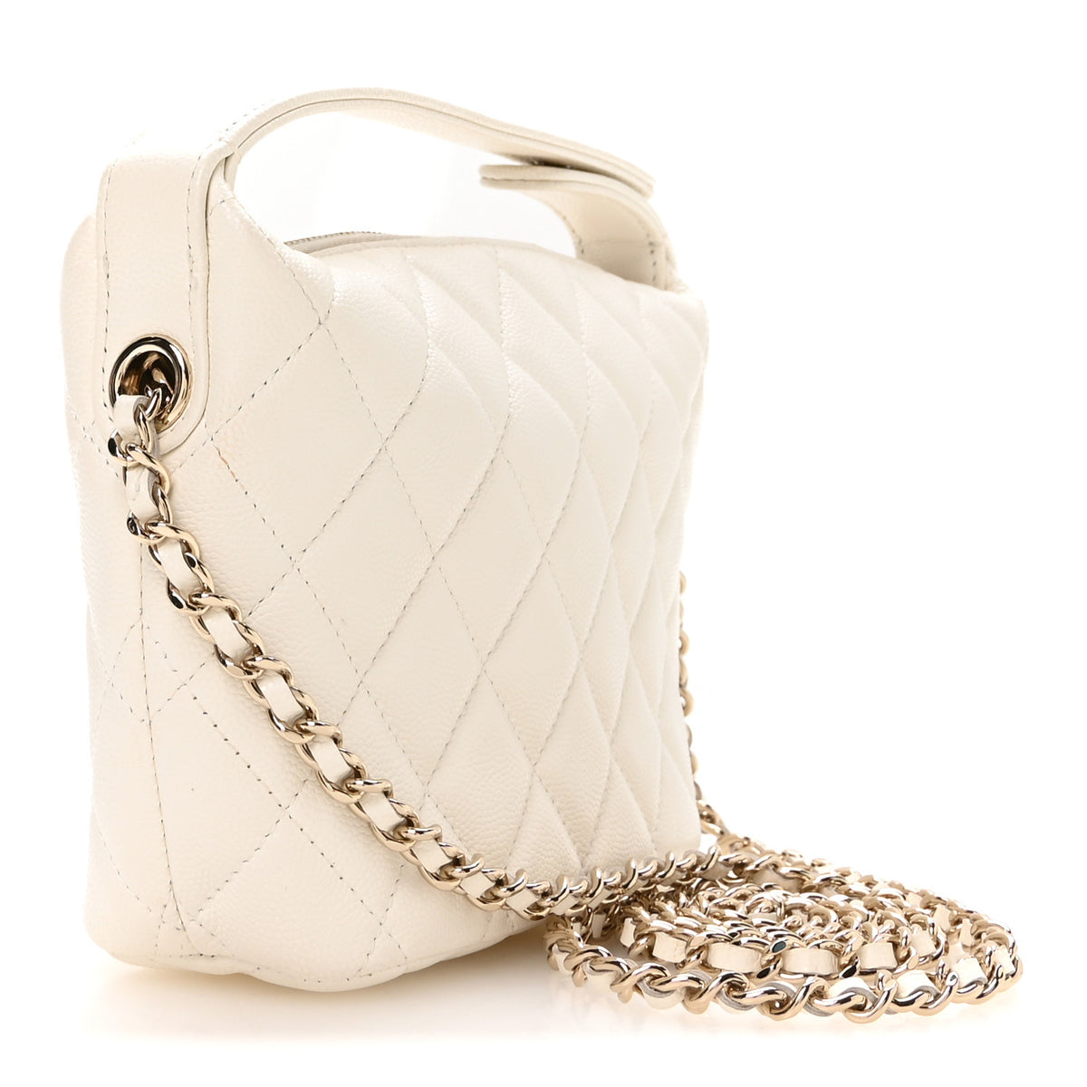 Chanel Caviar Quilted Hobo Clutch With Chain White 3 of 10