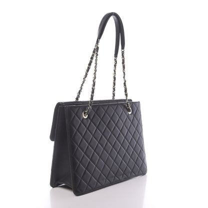 Chanel Sheepskin Quilted Beauty Lock Flap Shopping Tote Black 3 of 12
