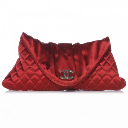 Chanel Satin Flap Clutch Red 1 of 8