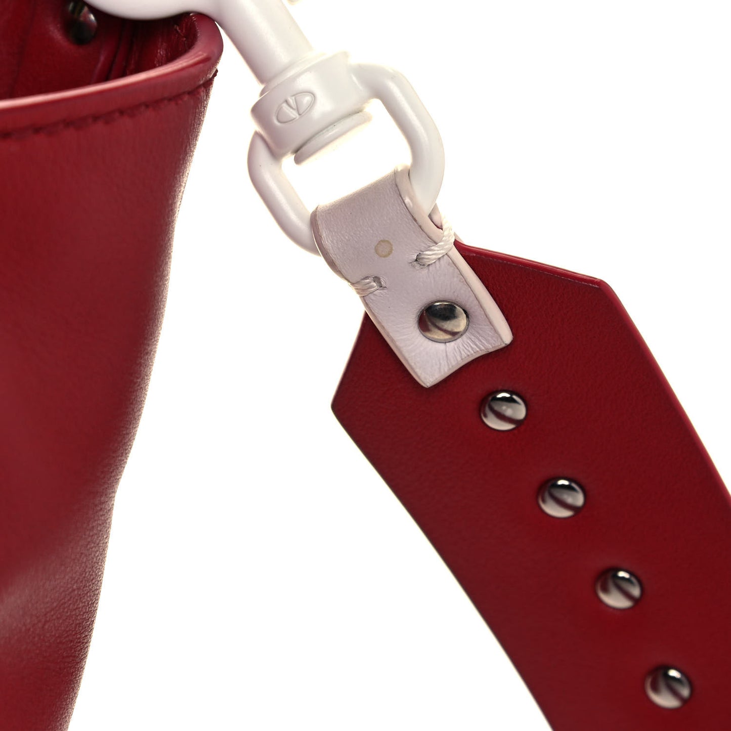Vitello Colorblock Free Rockstud Tote Rosso Valentino White