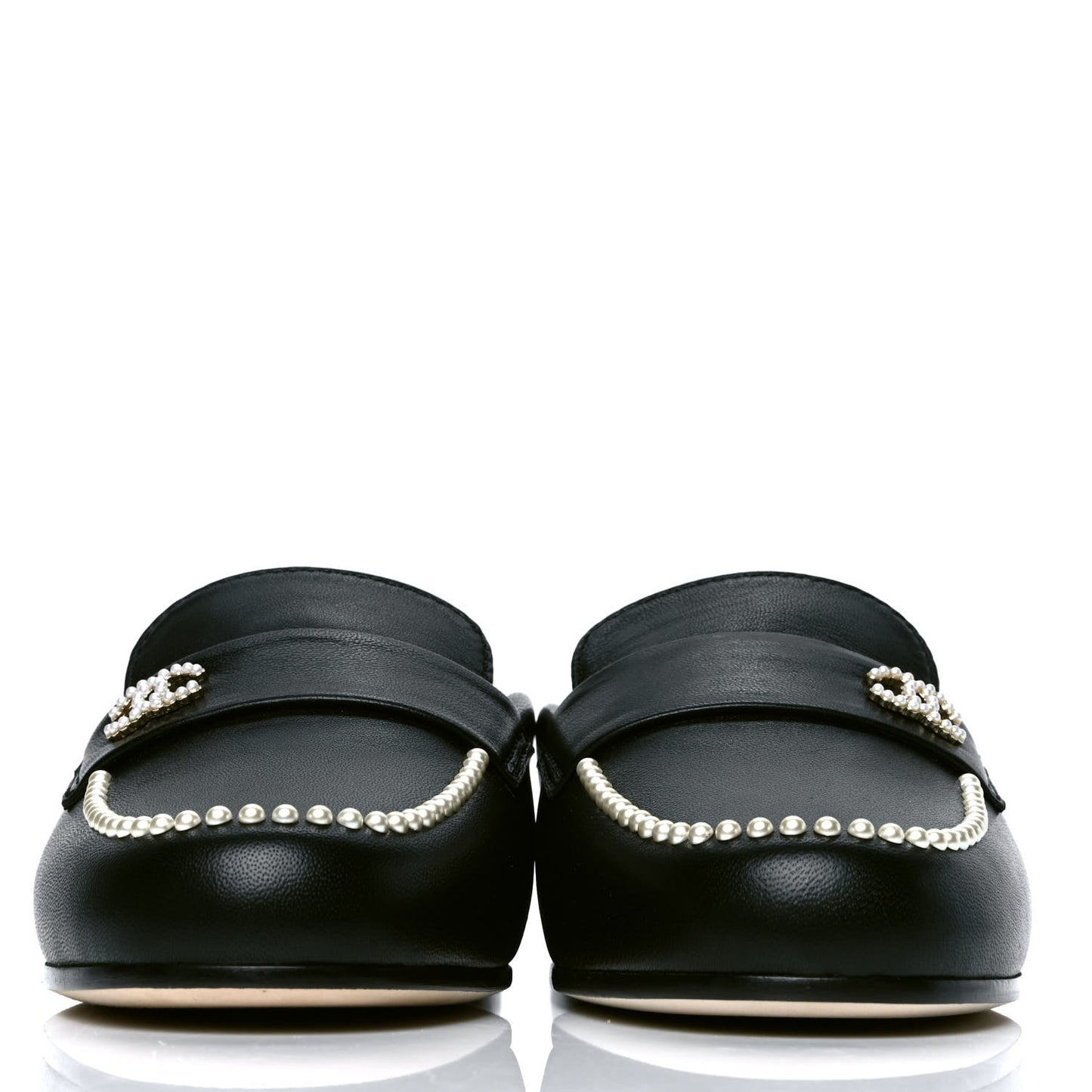 Lambskin Pearl CC Mules 36 Black