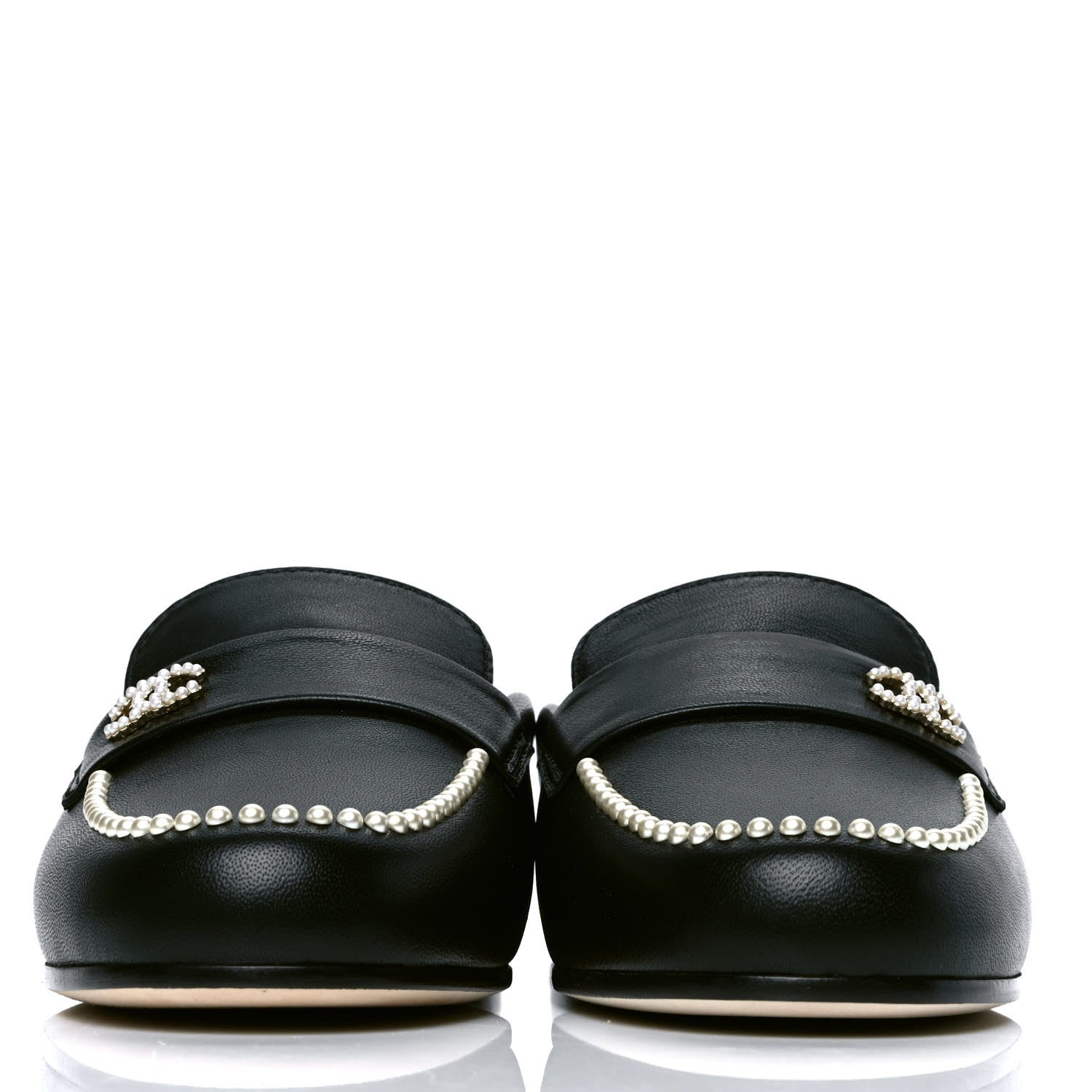 Chanel Lambskin Pearl CC Mules 36 Black 2 of 4