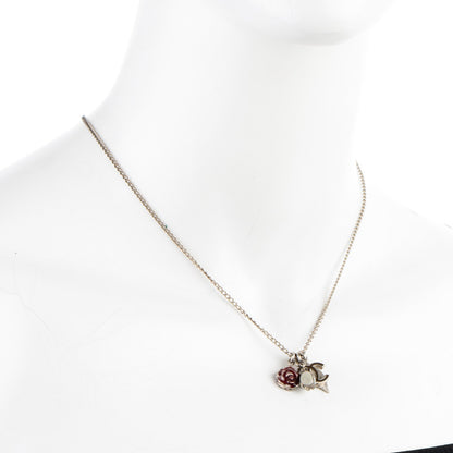 Chanel Enamel CC Charm Necklace Silver 2 of 5