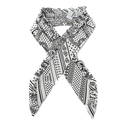 Hermes Silk Eperon d'Or Bandana Ruffle Twilly White Black 1 of 3