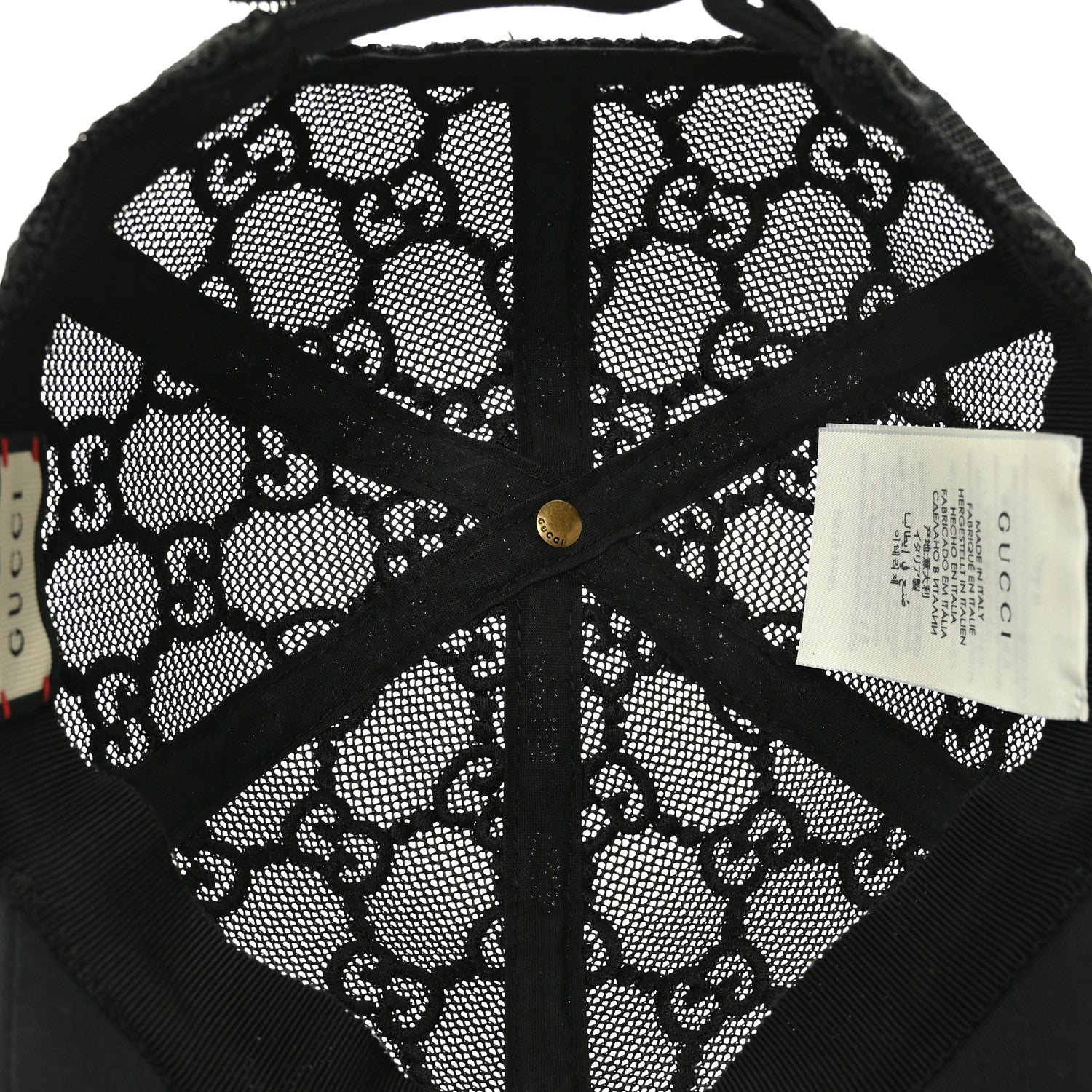 Gucci Mesh GG Monogram Shivali Baseball Hat S Black 6 of 8