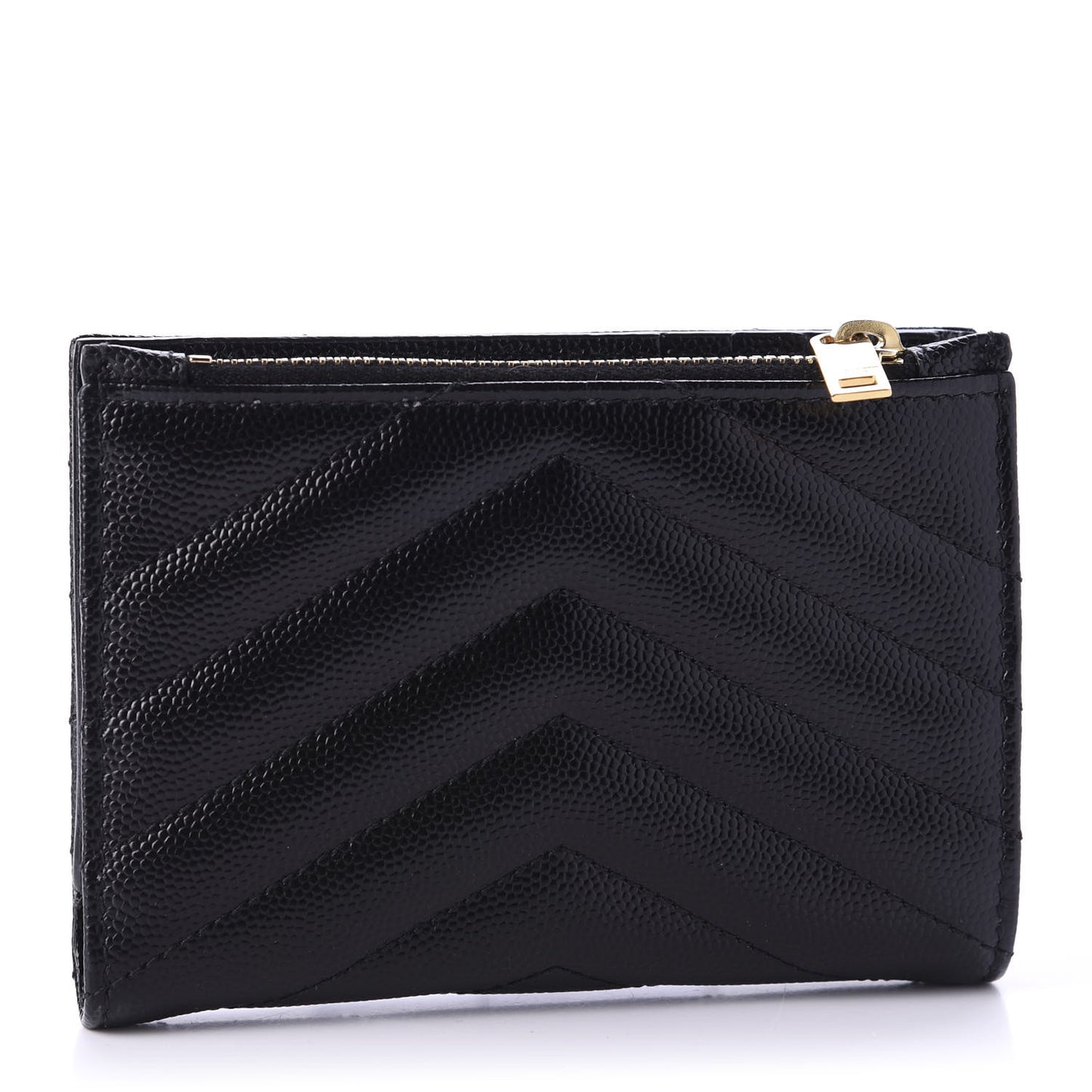 Grain De Poudre Matelasse Chevron Monogram Zipped Two-Part Wallet Black