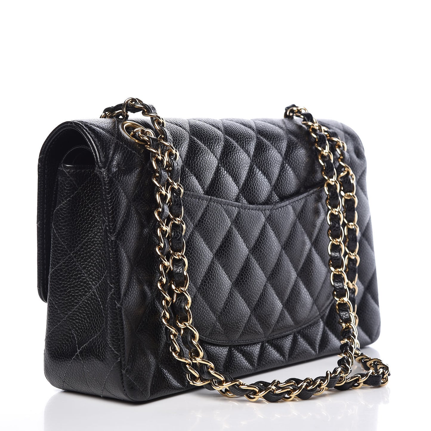 Caviar Quilted Medium Double Flap Black