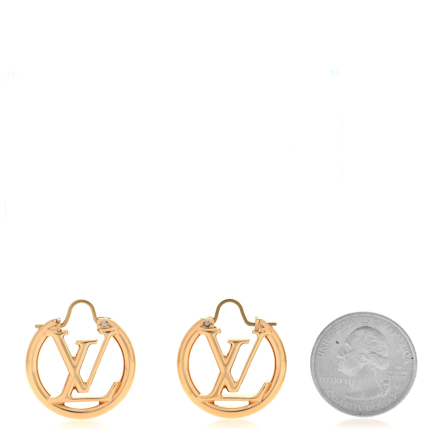 Louis Vuitton Metal Small Louise Hoop Earrings Gold 2 of 6