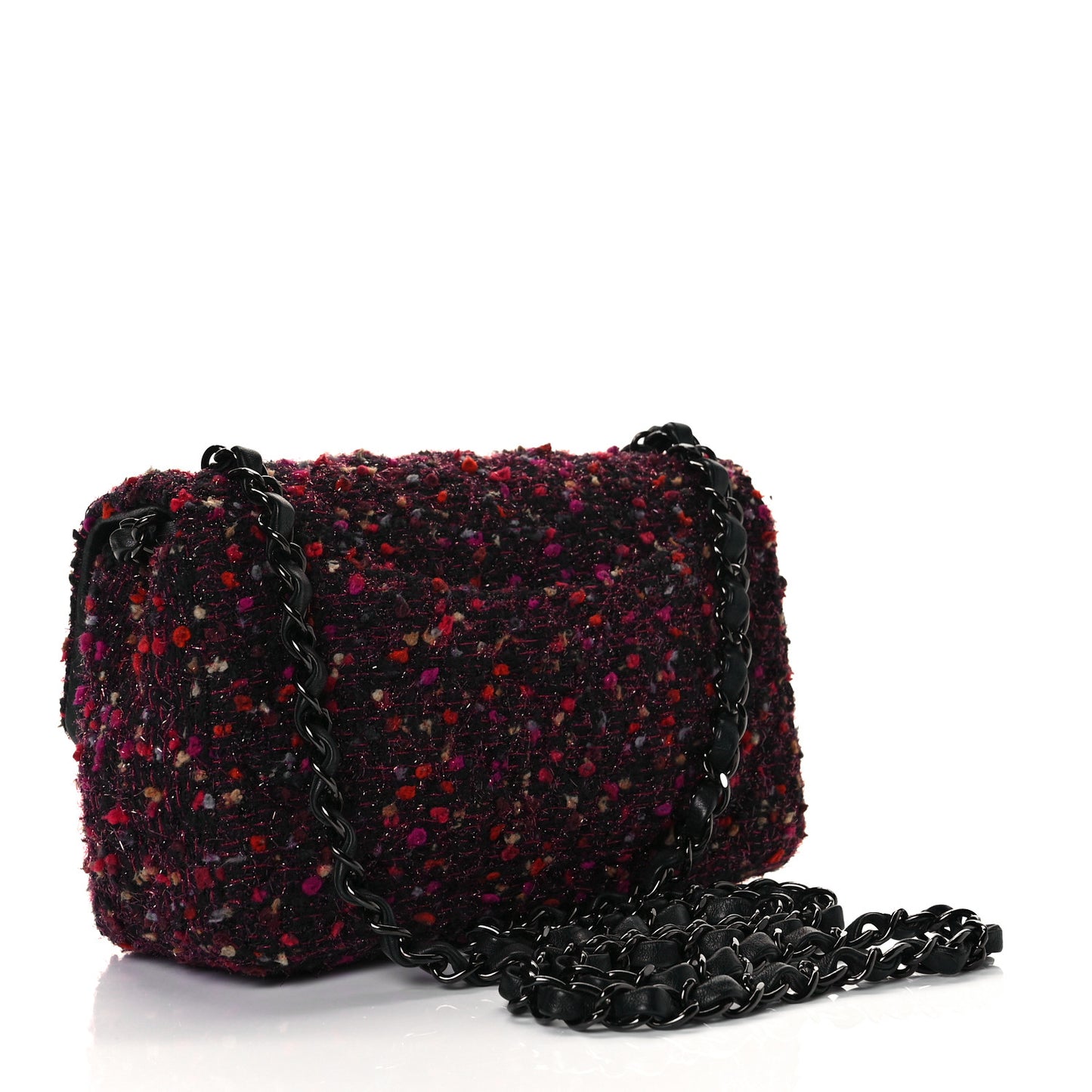 Tweed Quilted Mini Rectangular Flap Pink Multicolor