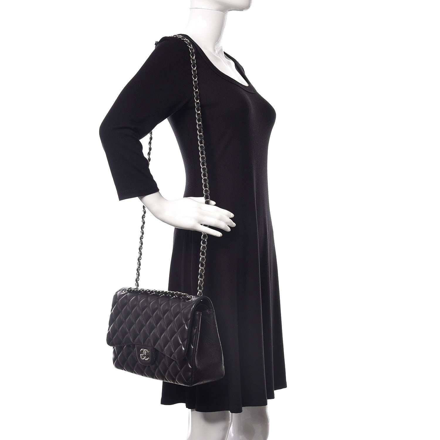 Chanel Lambskin Quilted Jumbo Double Flap Black 2 of 15