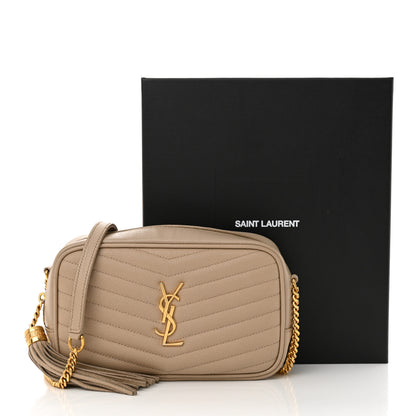 Saint Laurent Grain De Poudre Matelasse Monogram Mini Lou Camera Bag Dark Beige 16 of 16