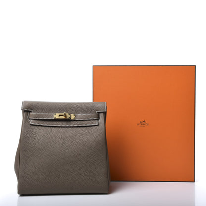 Hermes Taurillon Clemence Kelly Ado Backpack Etoupe 9 of 9