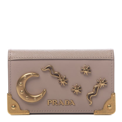 Prada City Calf Saffiano Cahier Astrology Card Case Cipria 1 of 7