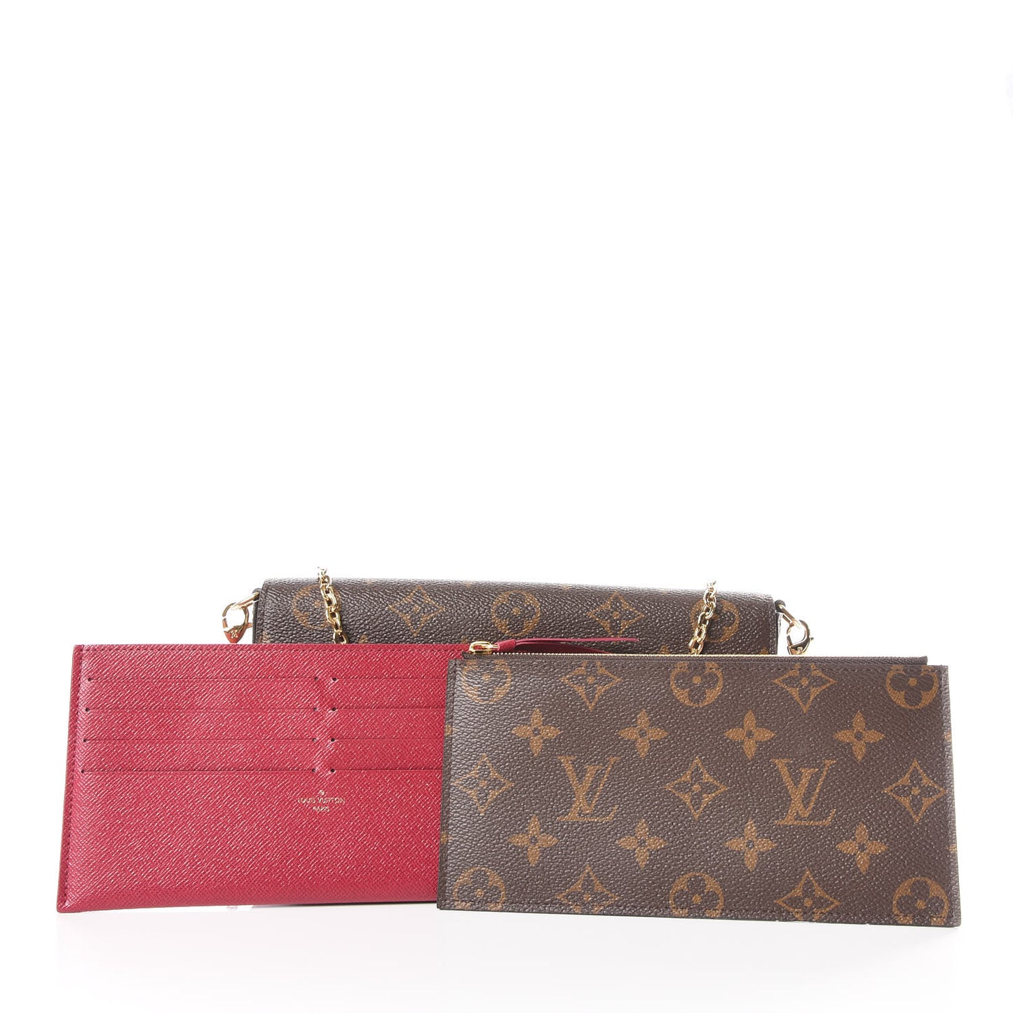 Monogram Pochette Felicie Chain Wallet Fuchsia