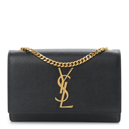 Saint Laurent Grain De Poudre Small Monogram Kate Satchel Black 1 of 11