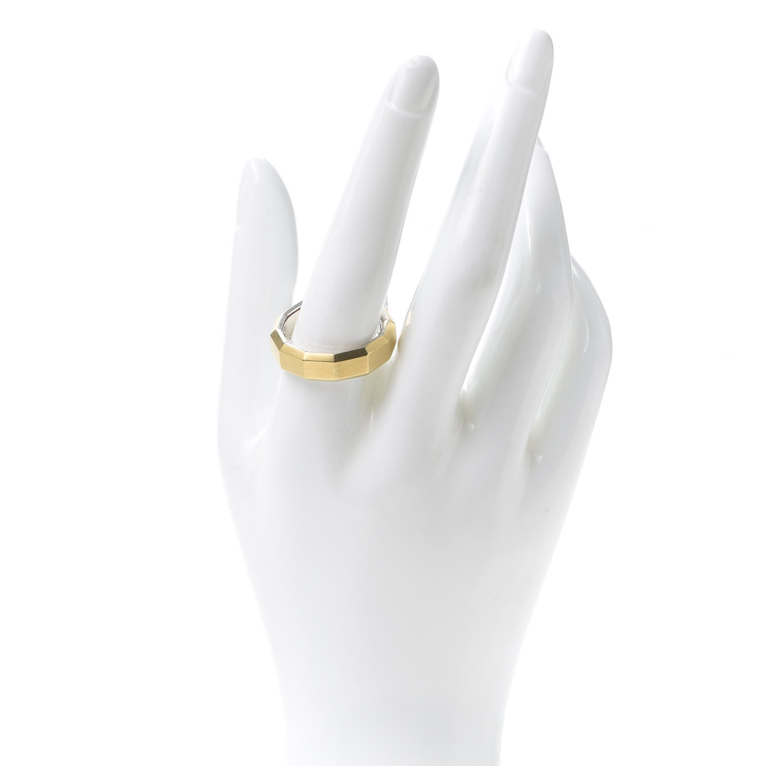 David Yurman Sterling Silver 18K Yellow Gold 7.5mm Faceted Band Ring 65 11 2 of 5