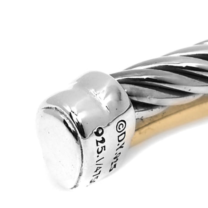 David Yurman Sterling Silver 18K Yellow Gold 3mm Crossover Cuff Bracelet 4 of 4