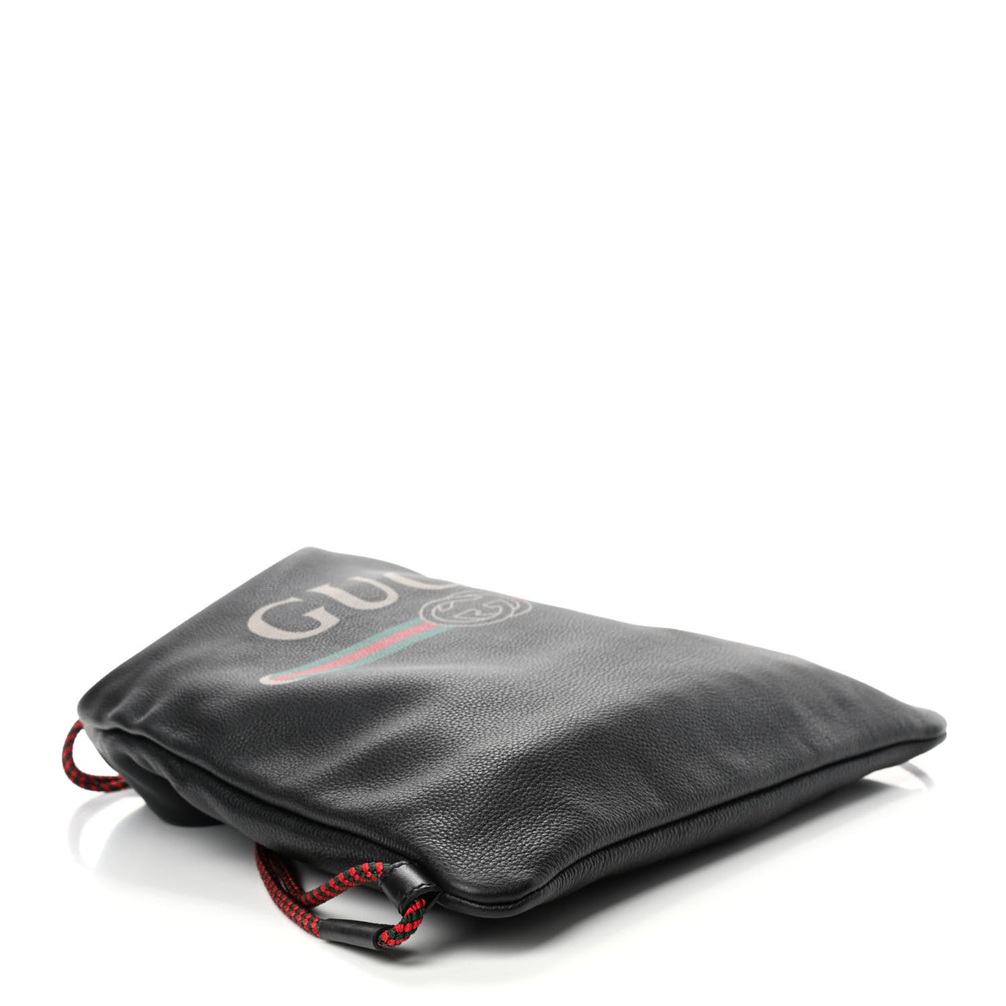 Calfskin Logo Drawstring Backpack Black