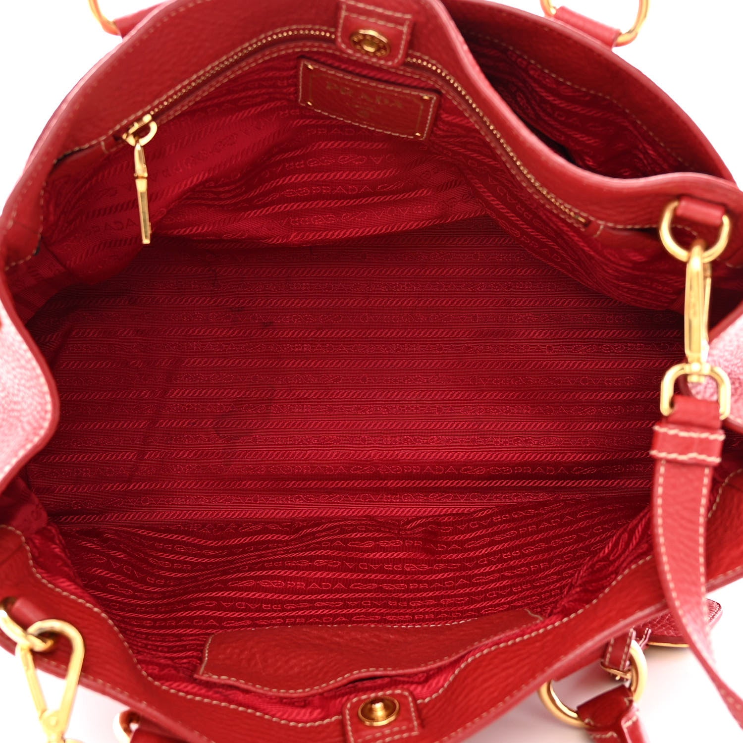 Prada Vitello Daino Tote Rosso 6 of 24