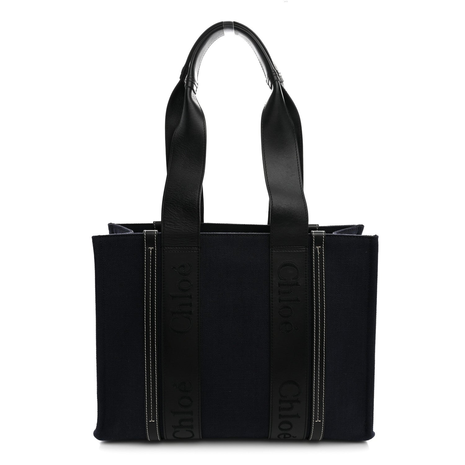 Chloe Calfskin Linen Medium Woody Tote Deep Denim 1 of 11