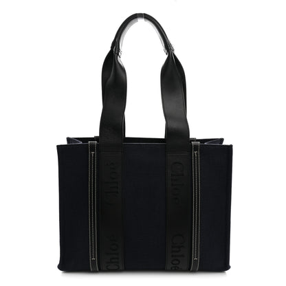 Chloe Calfskin Linen Medium Woody Tote Deep Denim 1 of 11