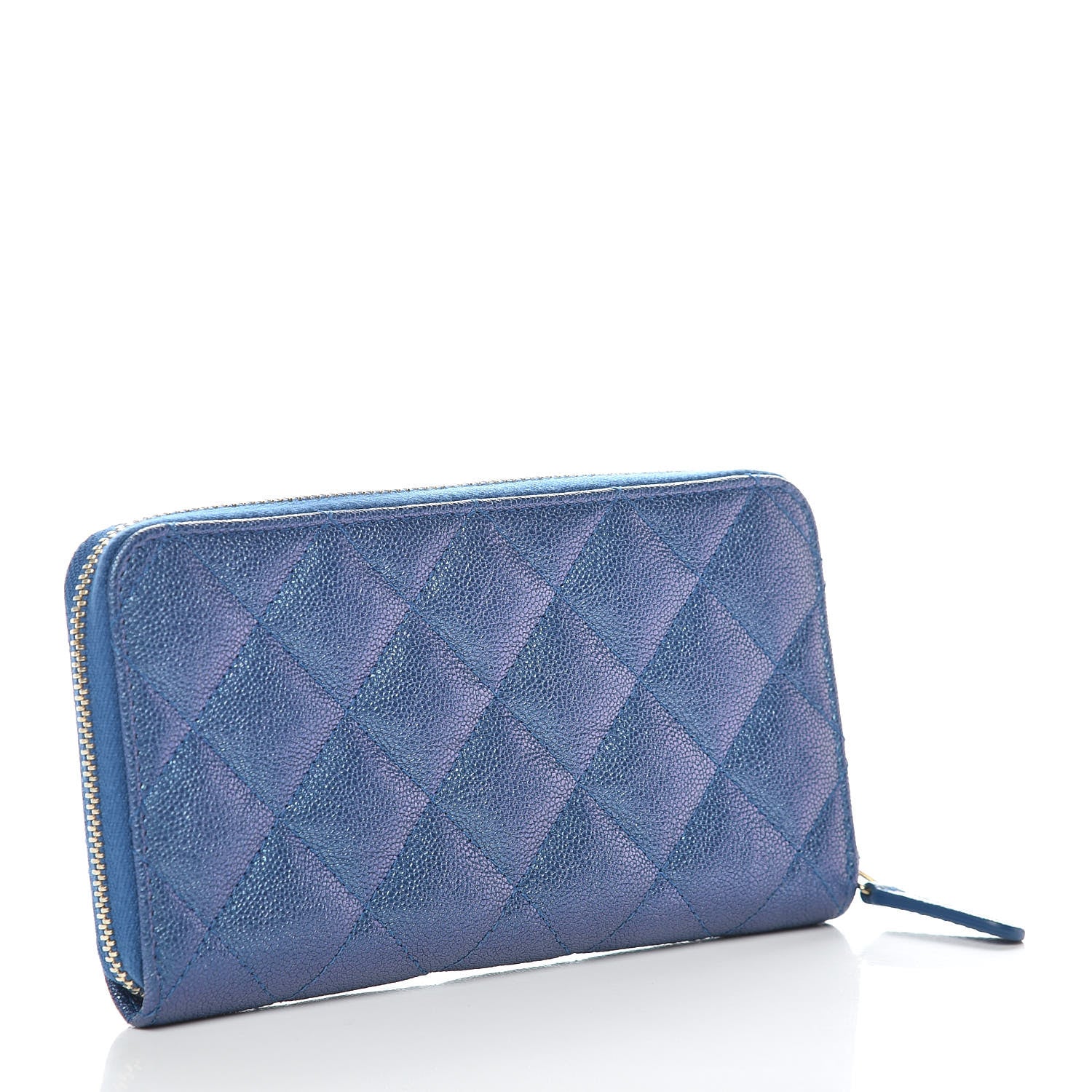 Chanel Iridescent Caviar Quilted Medium Zip Around Wallet Dark Blue 3 of 11