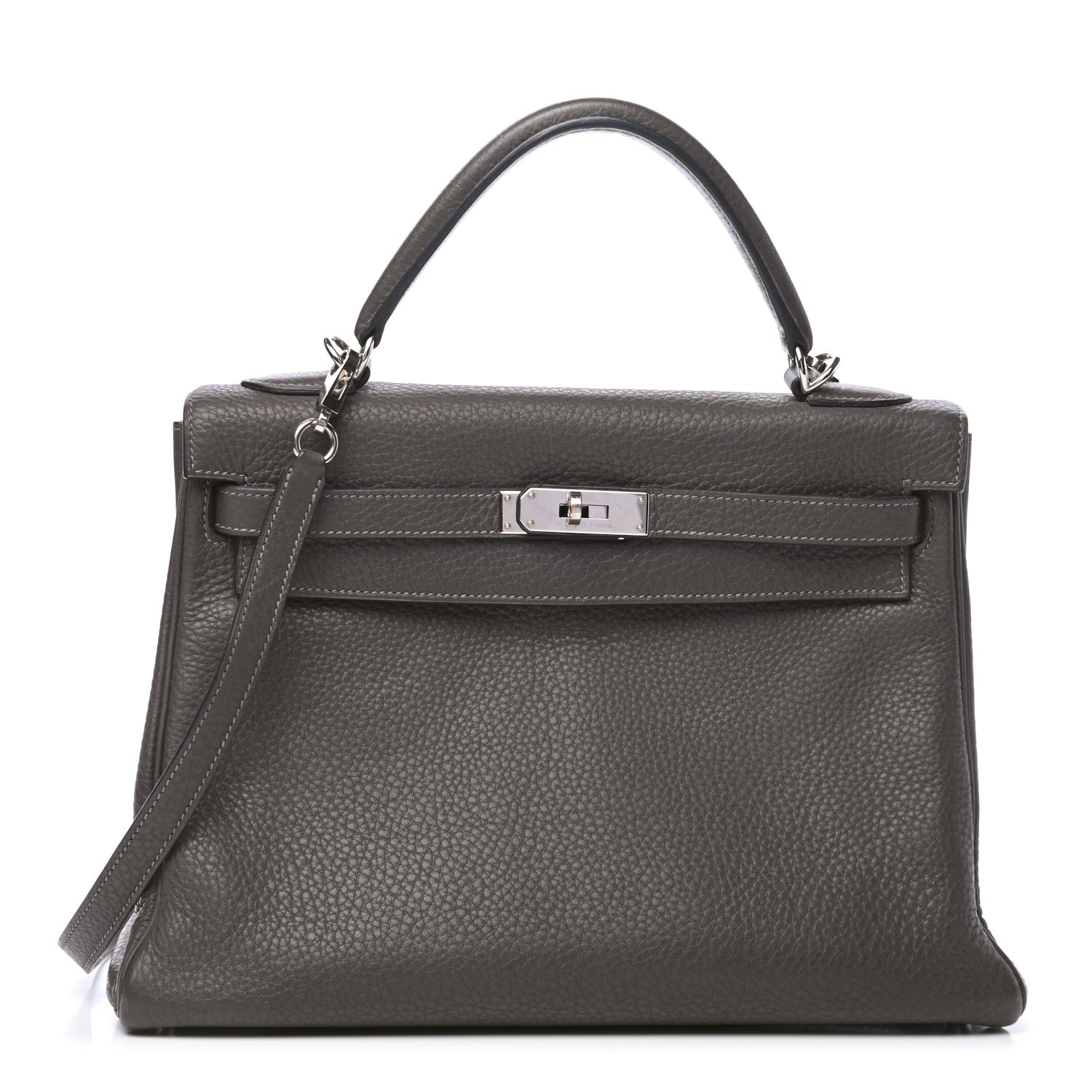 Hermes Taurillon Clemence Kelly Retourne 32 Graphite 1 of 8