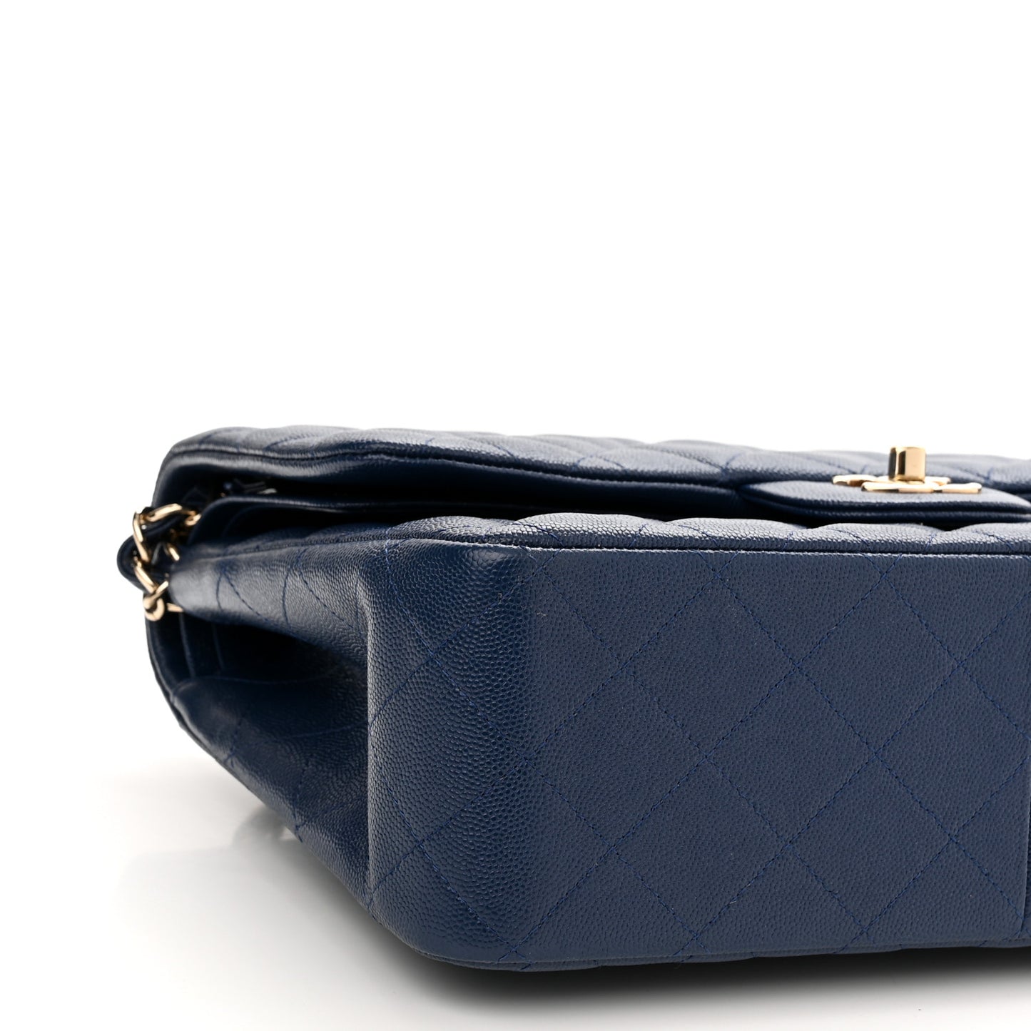Caviar Quilted Jumbo Double Flap Navy