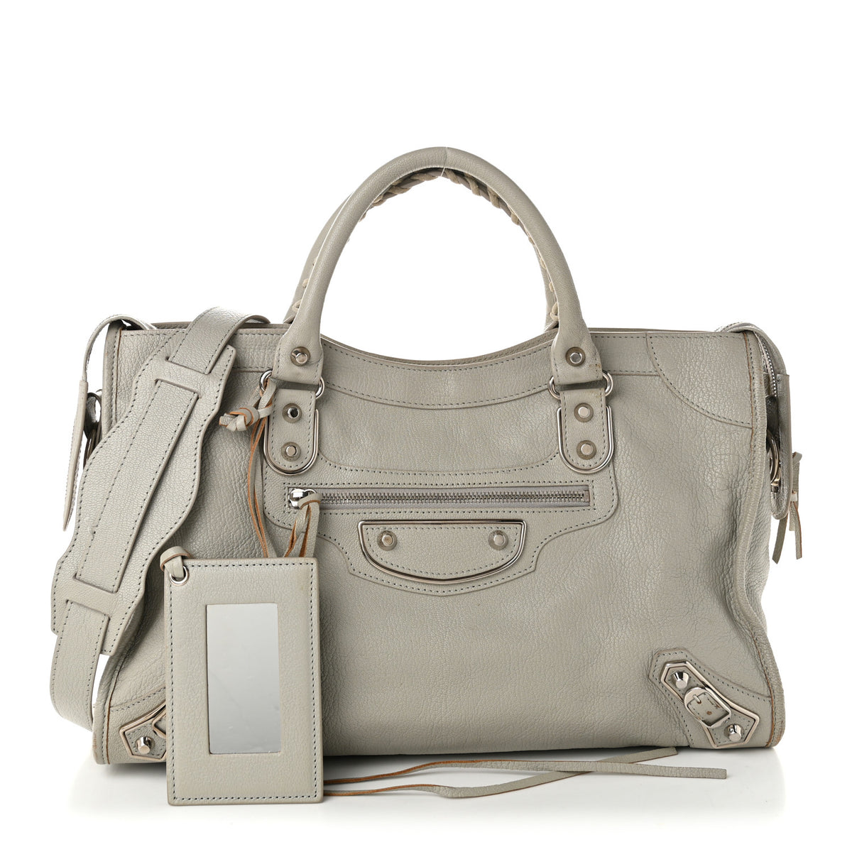 Chevre Silver Metallic Edge Hardware City Gris Glace