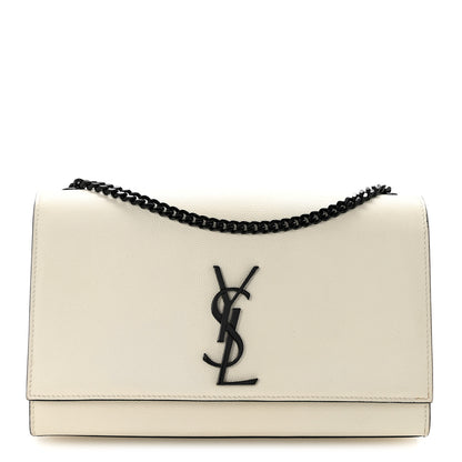 Saint Laurent Grain De Poudre Medium Classic Monogram Kate Satchel Porcellana Black 1 of 13