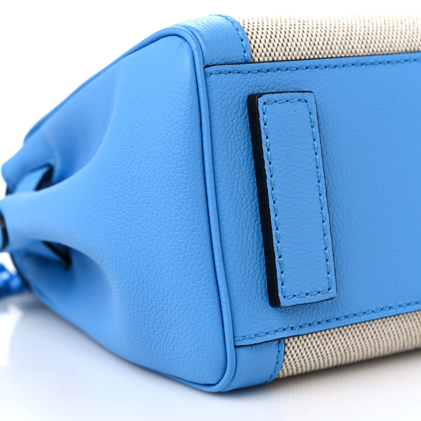 Grained Calfskin Canvas Medium La Medusa Chain Top Handle Handbag Rope Blue