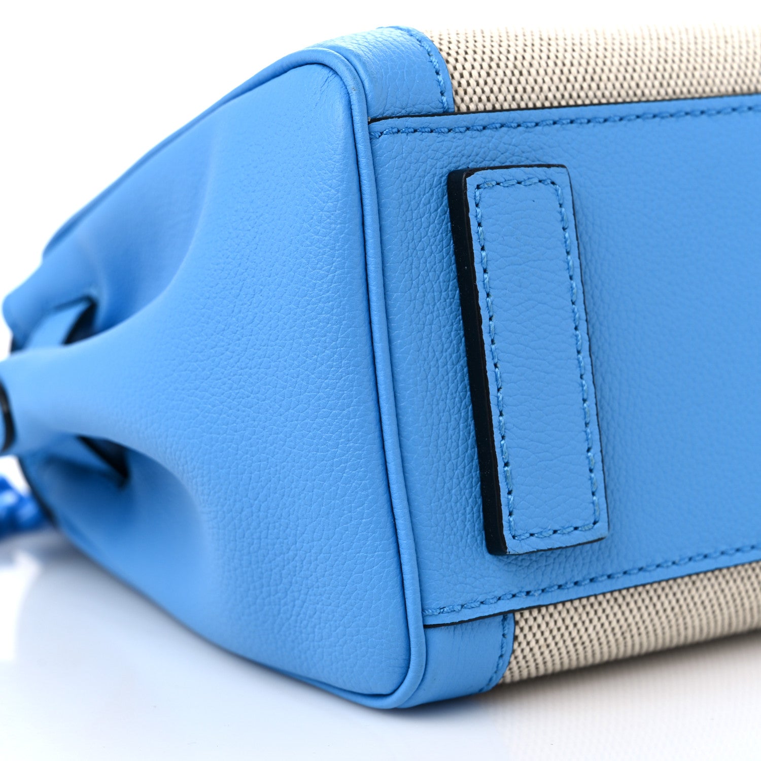 Versace Grained Calfskin Canvas Medium La Medusa Chain Top Handle Handbag Rope Blue 8 of 14