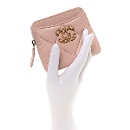 Chanel Quilted Chanel 19 Zip Card Holder Wallet Light Pink 2 of 7