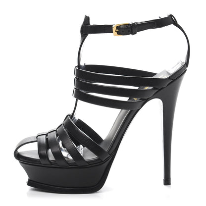 Saint Laurent Calfskin Tribute 105 Platform Woodstock Sandals 37 Black 1 of 8