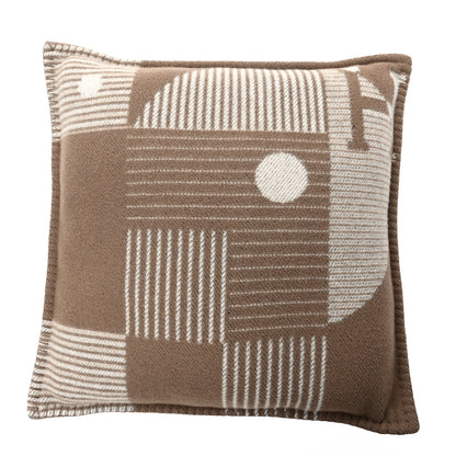 Hermes Wool Cashmere Echecs Et Trames Pillow Gris Beige 1 of 4