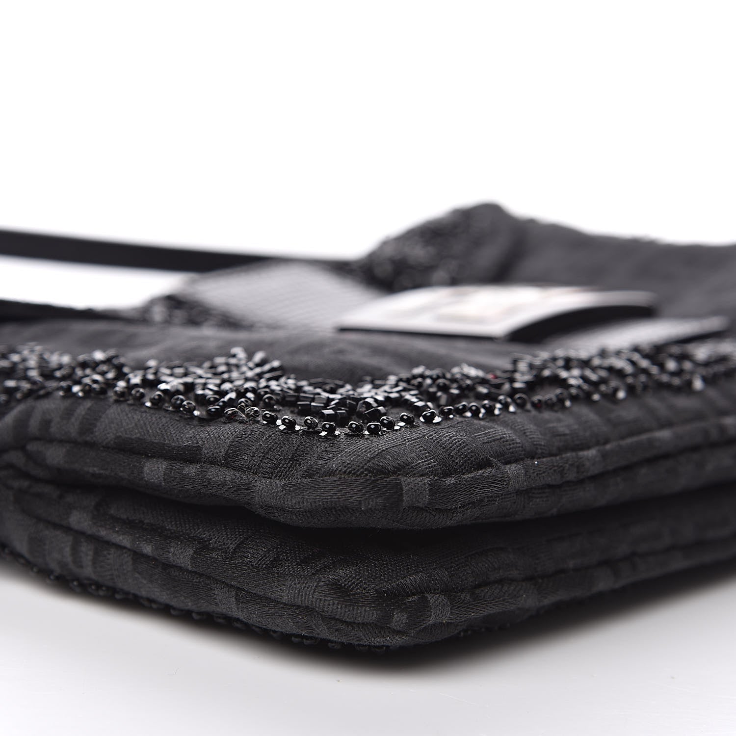 Fendi Zucchino Lizard Beaded Baguette Black 7 of 14