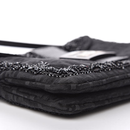 Fendi Zucchino Lizard Beaded Baguette Black 7 of 14