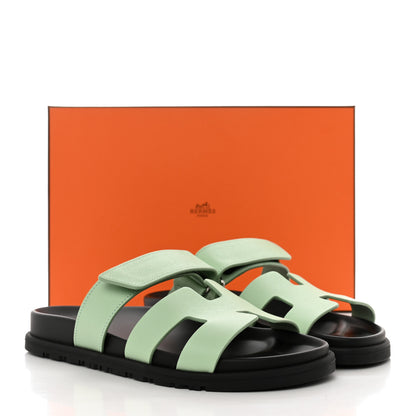 Hermes Epsom Womens Chypre Sandals 37.5 Vert Jade 9 of 9